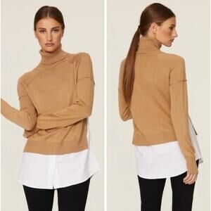 KF/Kaufman Franco Sweater Womens Medium Turtleneck Mixed Media Layered Pullover